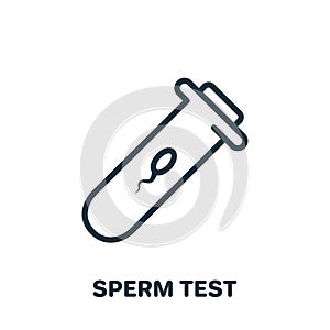 Sperm Test Line Icon. Sample of Sperm for Laboratory Research Linear Pictogram. Medical Exam of Semen Outline Icon