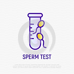 Sperm test thin line icon. Medical analysis. Modern vector illustration for laboratory service photo