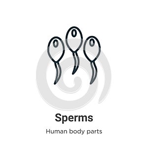 Sperms outline vector icon. Thin line black sperms icon, flat vector simple element illustration from editable human body parts