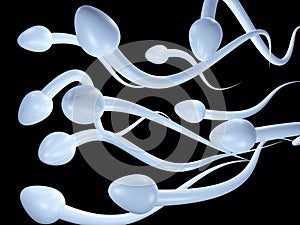 Sperms Swimming Illustrated in 3D