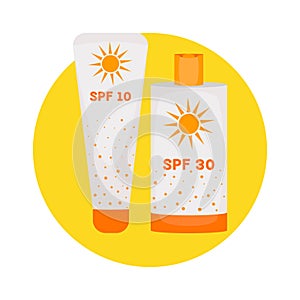 SPF bottles illustration