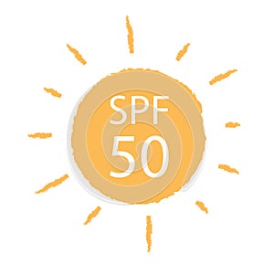 SPF Sun protection icon design. UV symbol. SPF sun sign. Ultra violet rays radiation.
