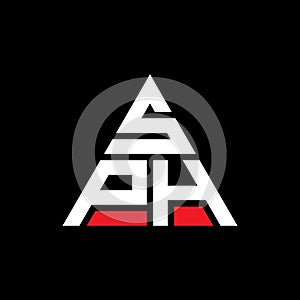 SPH triangle letter logo design with triangle shape. SPH triangle logo design monogram. SPH triangle vector logo template with red