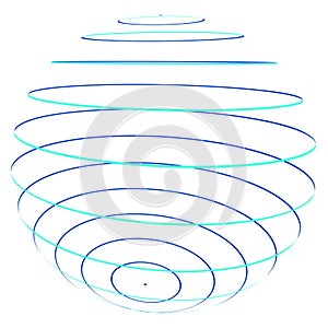 Sphere, 3d circle shape. Abstract ball, globe, orb design. Spherical, orbicular bulb with texture. Bulge, protrude warp effect