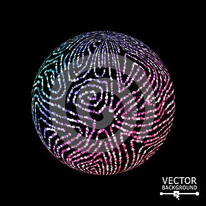 Sphere Background With Swirled Stripes. Vector Glowing Composition