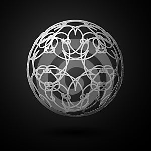 Sphere ball circle 3 d grid lines Ornate floral ornament pattern Design element artifact game abstract 3d grid line pattern ball