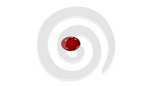A sphere, a ball of red translucent color moves in an invisible circle