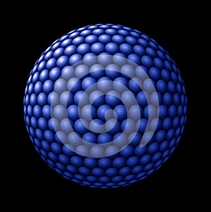 Sphere of Blue Spheres against Black