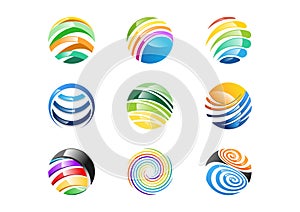 Sphere,circle,logo,abstract global elements business company,infinity,Set of round icon symbol vector design