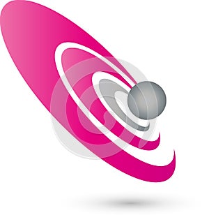 Sphere and circles, IT services logo, technology logo