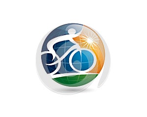 Sphere circular round emblem logo of bike and global environment