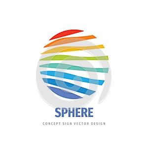 Sphere concept business logo temlate vector illustration. Colored stripes in circle shape. Future tecnology creative sign.