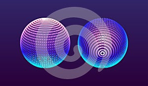 The sphere consisting of points. Global digital connections. Technology concept. Array with dynamic particles. 3D grid design.