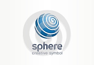 Sphere creative internet symbol concept. Globe communication network abstract web business logo. Digital earth data