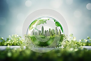sphere Crystal globe with ESG icon for Environment Social and Business cooperation for World governance concept