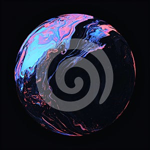 A sphere effect of abstract blue light energy against a black background.