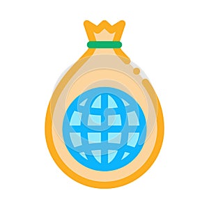 Sphere in finance bag icon vector outline illustration