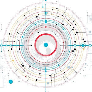 Sphere frame on connected lines and dots. Big data visualization. Abstract stream information with circles array and