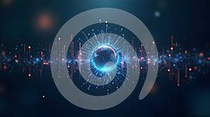 Sphere Glow with Data Stream Visualisation on a Dark Background