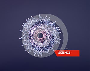 Sphere. Illustration with connected lines and dots. Abstract grid design. Connection structure. Vector illustration for science,