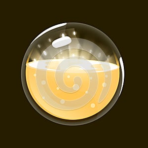 Sphere of light. Game icon of magic orb. Interface for rpg or match3 game. Sun, light, energy. Big variant.