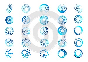 Guľa označenie organizácie alebo inštitúcie zemegule vlna kruh okolo, dizajn sada skladajúca sa z ikon 
