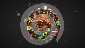 Sphere of machine code 3D render