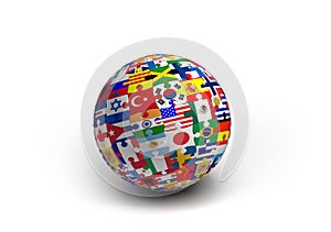 A World Flag puzzle ball