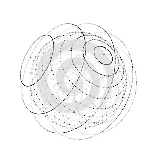 Sphere made up of points and lines. Network connection structure. Big data visualization. 3D rendering