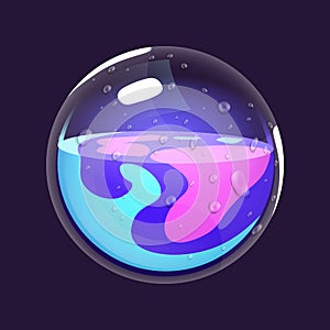 Sphere of magic. Game icon of magic orb. Interface for rpg or match3 game. Blue and violet. Big variant. photo
