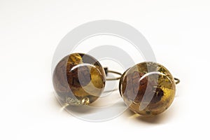 Sphere resin ball earrings closeup