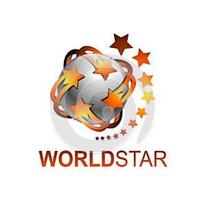 Sphere rotate world star logo template vector illustration