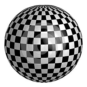 Sphere with square pattern on surface, vector chess planet earth
