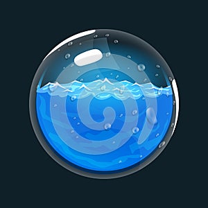 Sphere of water. Game icon of magic orb. Interface for rpg or match3 game. Water or mana. Big variant.