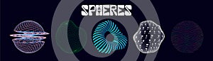 Spheres, abstract shapes objects in the style of retrofuturism