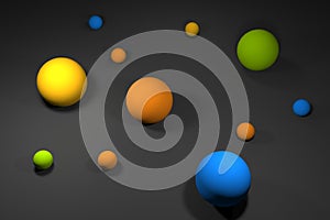 Spheres colors 3d render background abstract