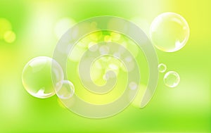 Spheres on green background.