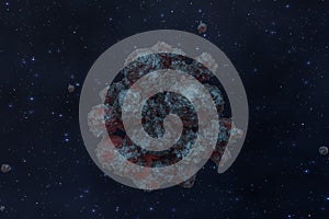 Spheres with the textured surface, random distributed, 3d rendering