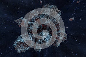 Spheres with the textured surface, random distributed, 3d rendering
