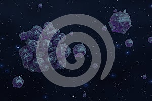 Spheres with the textured surface, random distributed, 3d rendering