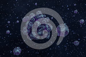 Spheres with the textured surface, random distributed, 3d rendering