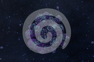 Spheres with the textured surface, random distributed, 3d rendering