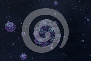 Spheres with the textured surface, random distributed, 3d rendering