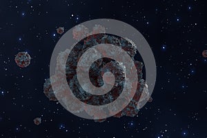 Spheres with the textured surface, random distributed, 3d rendering