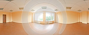 Spherical 360 degrees panorama projection, panorama in interior empty room in modern flat apartments.