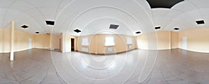 Spherical 360 degrees panorama projection, panorama in interior empty room repair decoration in modern flat apartments.