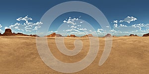 Spherical 360 degrees seamless panorama with a desert landscape