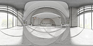 Spherical 360 panorama projection Interior of reception 3D illustration