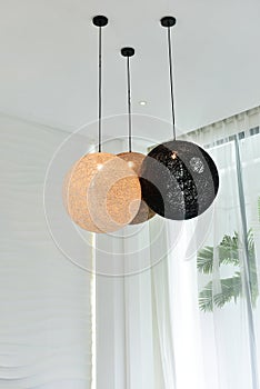 Spherical chandelier in living room