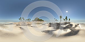 Spherical 360 degrees seamless panorama with a lonely island